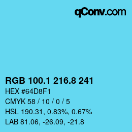 カラーコード: RGB 100.1 216.8 241 | qconv.com