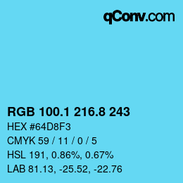 カラーコード: RGB 100.1 216.8 243 | qconv.com