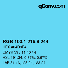 カラーコード: RGB 100.1 216.8 244 | qconv.com