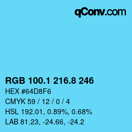 Color code: RGB 100.1 216.8 246 | qconv.com