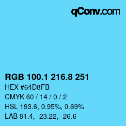 Code couleur: RGB 100.1 216.8 251 | qconv.com