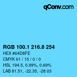 Color code: RGB 100.1 216.8 254 | qconv.com