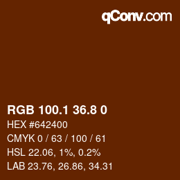 Farbcode: RGB 100.1 36.8 0 | qconv.com