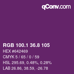カラーコード: RGB 100.1 36.8 105 | qconv.com
