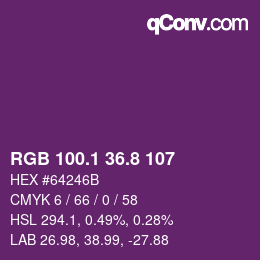カラーコード: RGB 100.1 36.8 107 | qconv.com