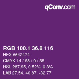 カラーコード: RGB 100.1 36.8 116 | qconv.com