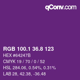 カラーコード: RGB 100.1 36.8 123 | qconv.com