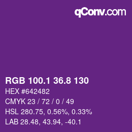 カラーコード: RGB 100.1 36.8 130 | qconv.com