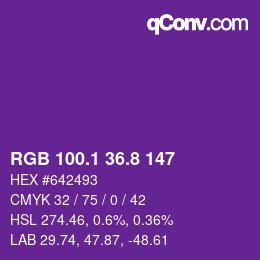 カラーコード: RGB 100.1 36.8 147 | qconv.com