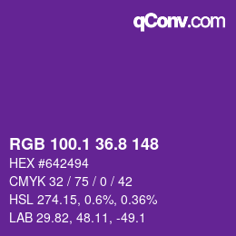 カラーコード: RGB 100.1 36.8 148 | qconv.com