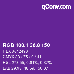 カラーコード: RGB 100.1 36.8 150 | qconv.com