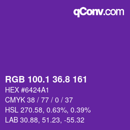 カラーコード: RGB 100.1 36.8 161 | qconv.com