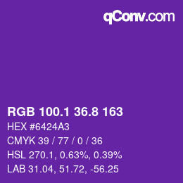 カラーコード: RGB 100.1 36.8 163 | qconv.com