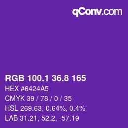 カラーコード: RGB 100.1 36.8 165 | qconv.com