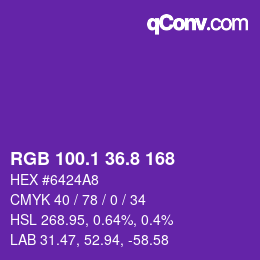 カラーコード: RGB 100.1 36.8 168 | qconv.com