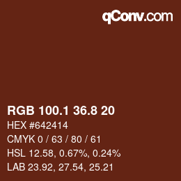 Color code: RGB 100.1 36.8 20 | qconv.com