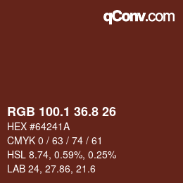 カラーコード: RGB 100.1 36.8 26 | qconv.com
