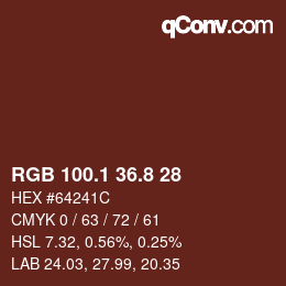 Color code: RGB 100.1 36.8 28 | qconv.com