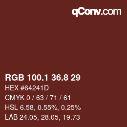 Color code: RGB 100.1 36.8 29 | qconv.com