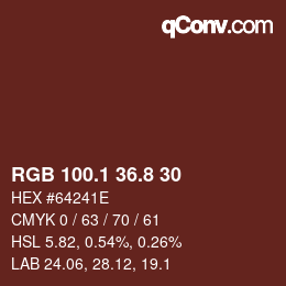 Color code: RGB 100.1 36.8 30 | qconv.com
