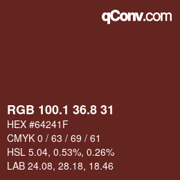 カラーコード: RGB 100.1 36.8 31 | qconv.com