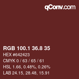 Color code: RGB 100.1 36.8 35 | qconv.com