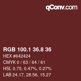 カラーコード: RGB 100.1 36.8 36 | qconv.com