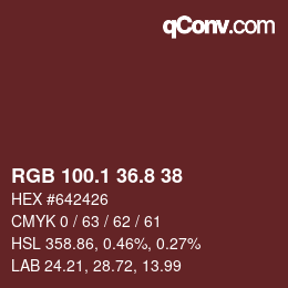 Color code: RGB 100.1 36.8 38 | qconv.com