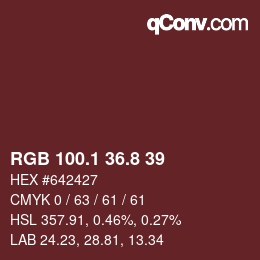 カラーコード: RGB 100.1 36.8 39 | qconv.com