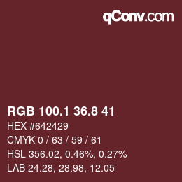 カラーコード: RGB 100.1 36.8 41 | qconv.com