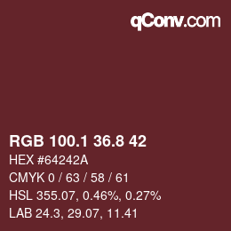 カラーコード: RGB 100.1 36.8 42 | qconv.com