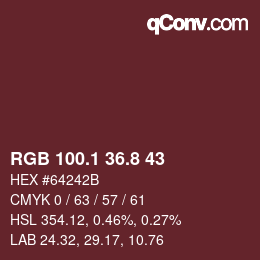 Color code: RGB 100.1 36.8 43 | qconv.com