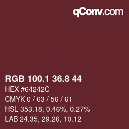 Color code: RGB 100.1 36.8 44 | qconv.com