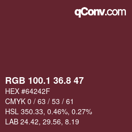 カラーコード: RGB 100.1 36.8 47 | qconv.com