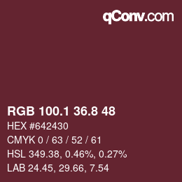 Color code: RGB 100.1 36.8 48 | qconv.com
