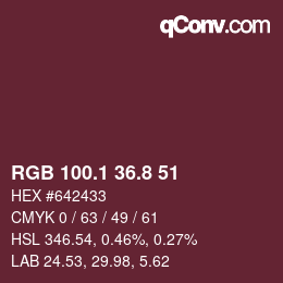 カラーコード: RGB 100.1 36.8 51 | qconv.com