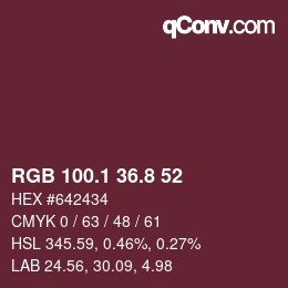 カラーコード: RGB 100.1 36.8 52 | qconv.com