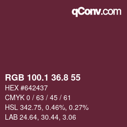 カラーコード: RGB 100.1 36.8 55 | qconv.com