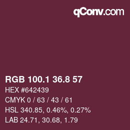 カラーコード: RGB 100.1 36.8 57 | qconv.com