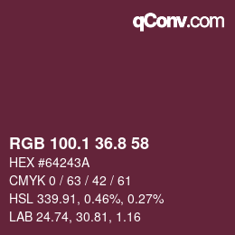 Farbcode: RGB 100.1 36.8 58 | qconv.com