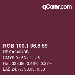 Color code: RGB 100.1 36.8 59 | qconv.com