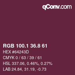 カラーコード: RGB 100.1 36.8 61 | qconv.com