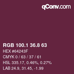 Color code: RGB 100.1 36.8 63 | qconv.com