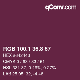 カラーコード: RGB 100.1 36.8 67 | qconv.com