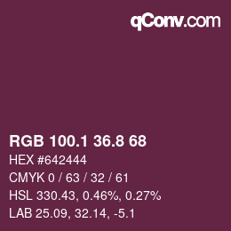 Color code: RGB 100.1 36.8 68 | qconv.com
