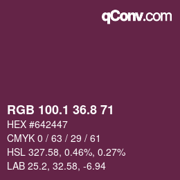 カラーコード: RGB 100.1 36.8 71 | qconv.com