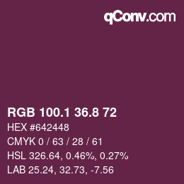カラーコード: RGB 100.1 36.8 72 | qconv.com