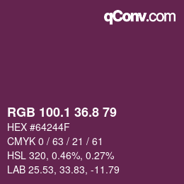 カラーコード: RGB 100.1 36.8 79 | qconv.com