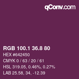 カラーコード: RGB 100.1 36.8 80 | qconv.com