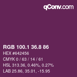 カラーコード: RGB 100.1 36.8 86 | qconv.com